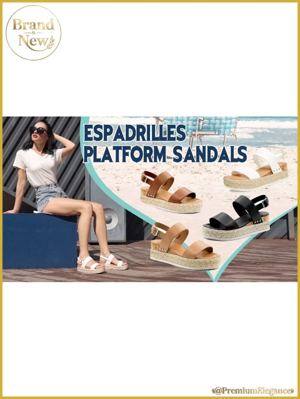 Women's Espadrille Platform Wedge Sandals Ankle Strap Buckle Open Toe Studded